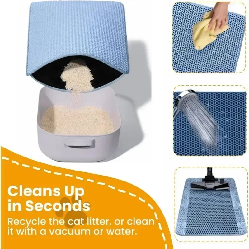 Large Honeycomb Double Litter Trap Mat, Non-Slip Waterproof and Urine-Proof Litter Box Mat, Kitten Supplies and Essentials